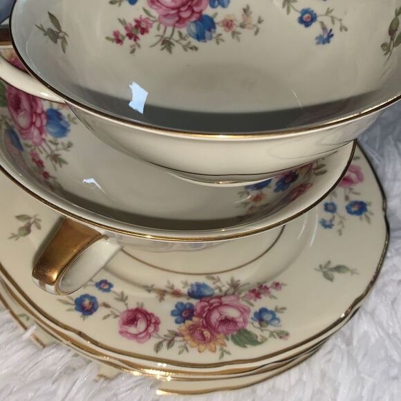 Vintage 1930’s Selb Bavaria Heinrich & Co Set of 4 Double Handles Soup Bowls - Picture 15 of 16